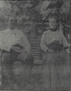 Daniel S. Hosbrook II and his wife, Viola, relax on the Hosbrook farm. He was the grandson of the first teacher. Daniel II and Viola were the grandparents of Cleo Hosbrook.