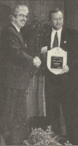 Principal David Stouffer accepts the Blue Ribbon Award from Pierce Hammond, the assistant secretary of education, in Washington D.C.