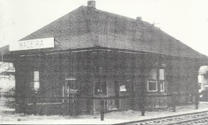 The old Madeira train station, where the commuters waited, as it looked before it was remodeled. The bay window on the side is the spot where Brownie Morgan, as a child walking home from school, would see Mr. Ogler, the station master, sitting in a swivel chair doing his work.